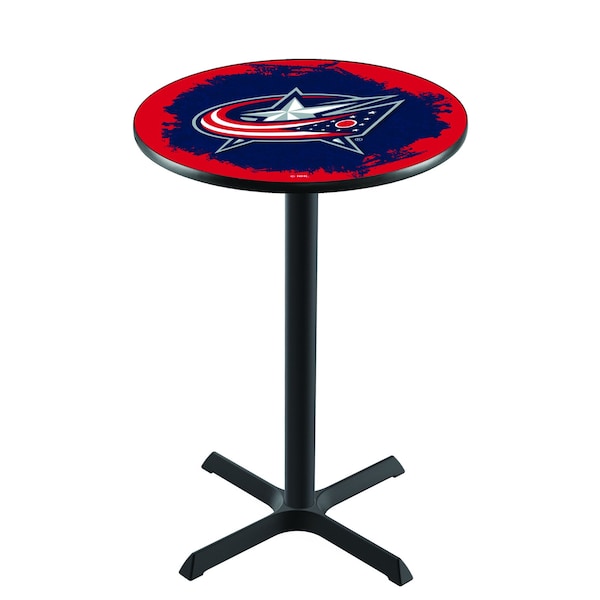 42" Blk Wrinkle Columbus Blue Jackets Pub Table